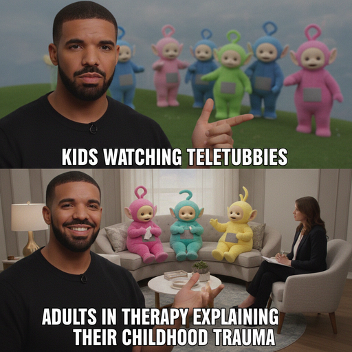 When you realize the Teletubbies are just grown-ups in denial