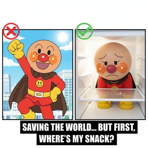 When you're trying to be a hero but just want snacks