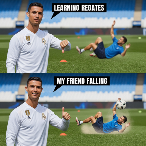Cuando Cristiano Ronaldo intenta enseñarte a hacer un regate