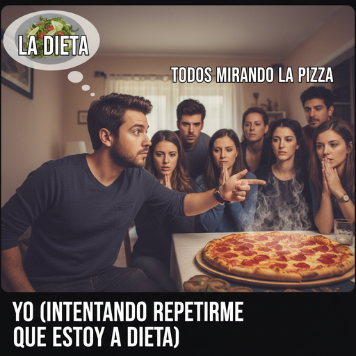 Cuando intentas hacer dieta pero hay pizza en la nevera