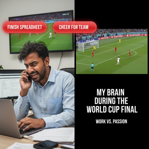 When you realize the game is on while you're still working