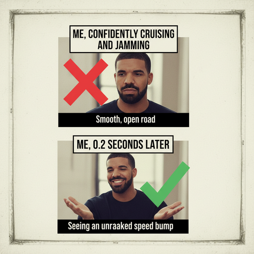 When You're Driving Like a Pro Until You Spot a Speed Bump