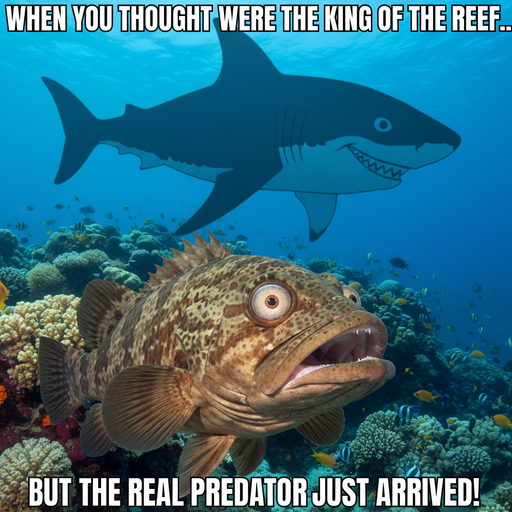 When the gag grouper realizes it's on the shark's menu!