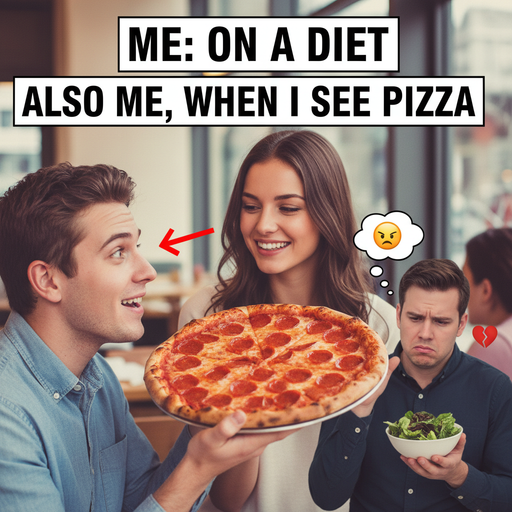 Когда знаешь, что пицца на ужин, но диета снова дергает за уши