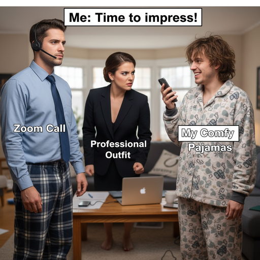 When you're ready for bed but life says 'Zoom call time!'