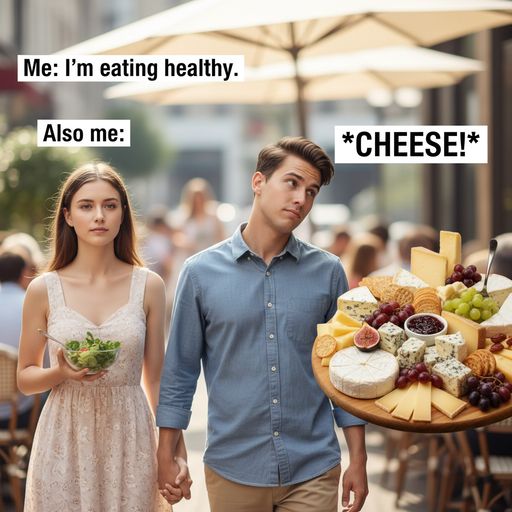 When You're Trying to Eat Healthy but Cheese Calls Your Name
