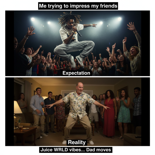 When you try to dance like Juice WRLD but look like a dad at a wedding