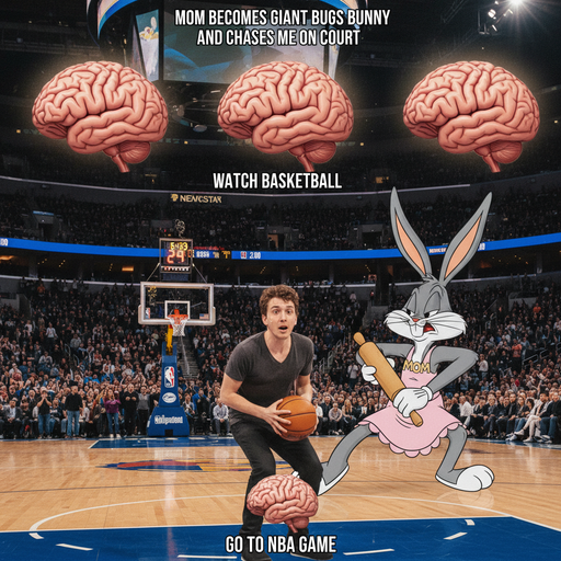 When Your Mom Turns into a Giant Bugs Bunny at the NBA Game