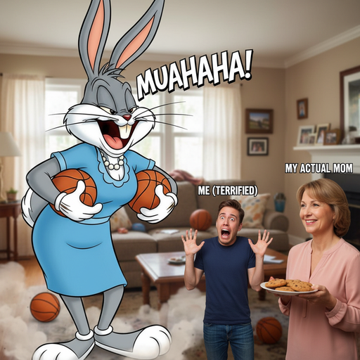 When Your Mom Transforms into a Towering Bugs Bunny