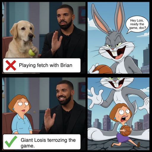 When Bugs Bunny is your towering Monstars babysitter