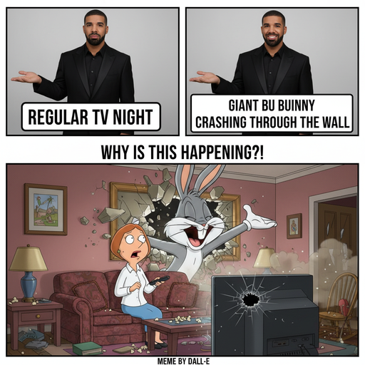 When You're Just Trying to Watch TV, But Giant Bugs Bunny Shows Up