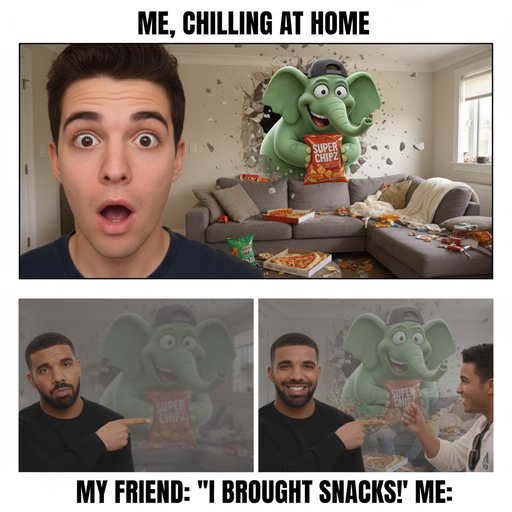 When your friend shows up unannounced with snacks.