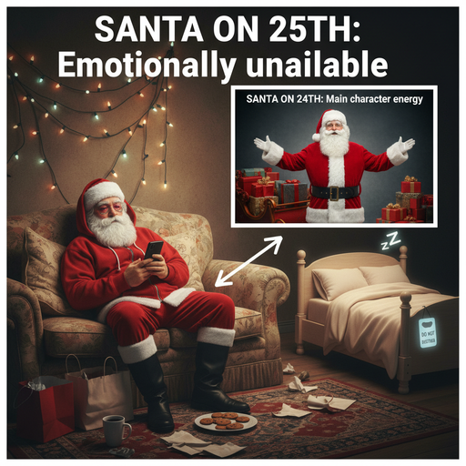 When Santa Goes from Star of the Show to Coffee-Craving Couch Potato