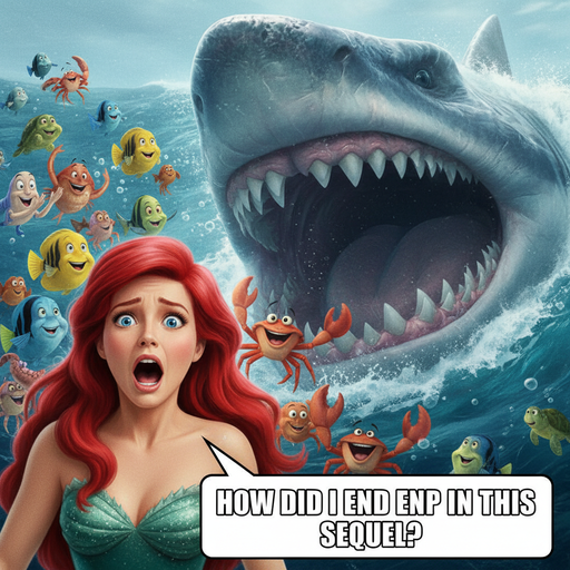 When Ariel The Mermaid Swims into a Megalodon Movie