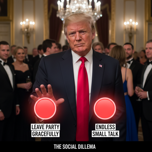 When Trump tries to leave a party but gets caught in a convo