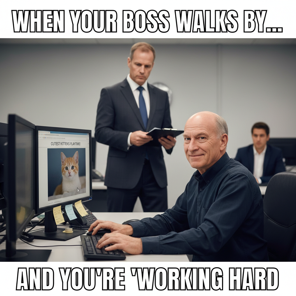 When You Seriously Pretend to Work and Your Boss Walks By